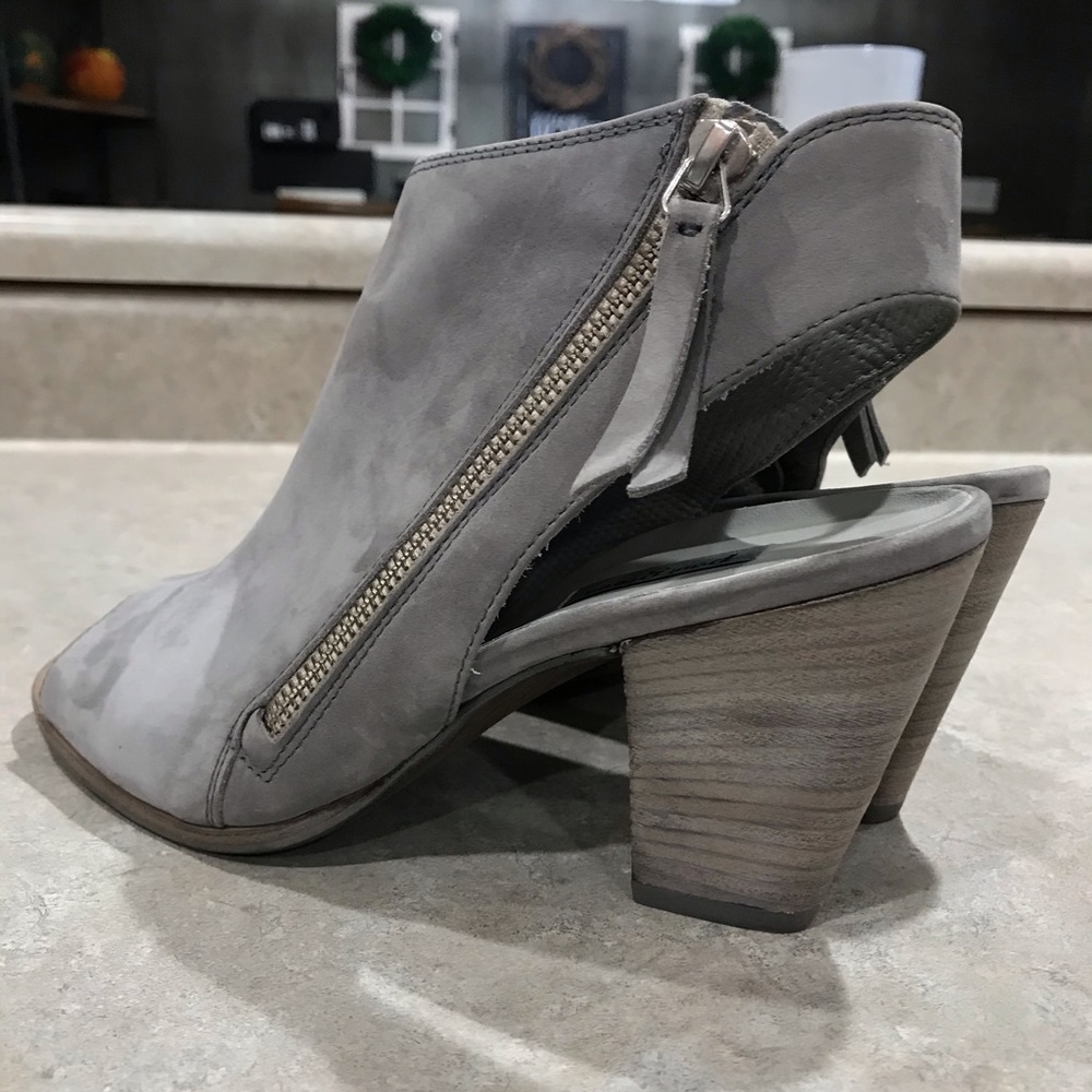 Paul Green Gray Suede Open-Back Zip Ankle Boots